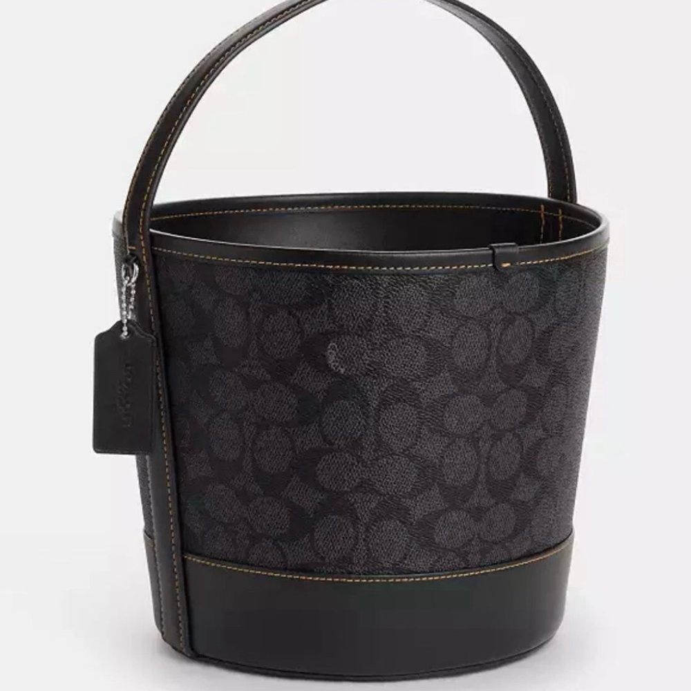Coach Logo Black Cat On Moon Halloween Bucket Bag - Picture 3 of 5